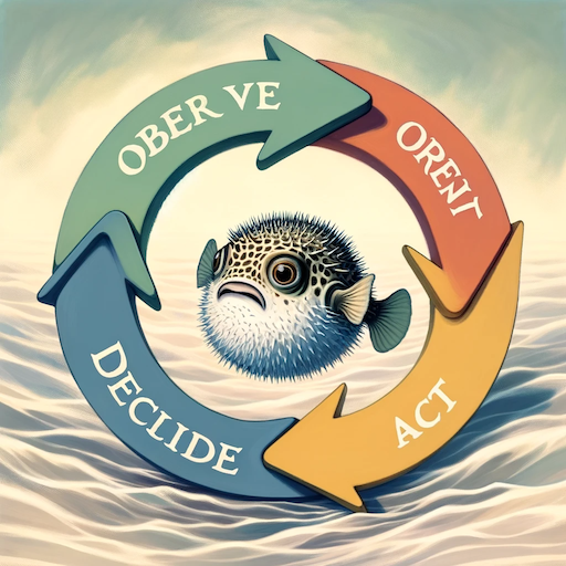 DALL-E's take on a pufferfish interrupting the OODA loop